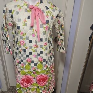 Vintage rare Floral Patchwork Quilted  Dress  Robe